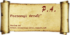 Pozsonyi Arnó névjegykártya